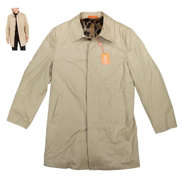 Tallia Slim Fit Faux Fur Lined Men's Raincoat Jacket Small NWT Tan - Picture 1 of 1